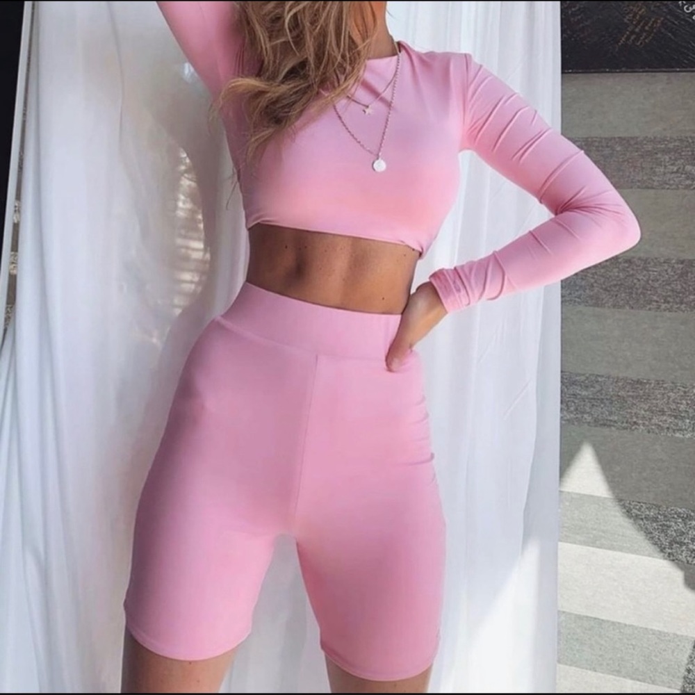 Cameryn High Waisted Bike Short - Pink - Picture 2 of 2